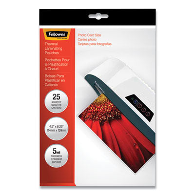 Fellowes® Laminating Pouches 5 mil, 4.5" x 6.25", Gloss Clear, 20/Pack Flipcost Flipcost