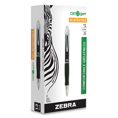 Zebra® GR8 Gel Pen, Retractable, Medium 0.7 mm, Black Ink, Black/Silver Barrel, 12/Pack Flipcost Flipcost