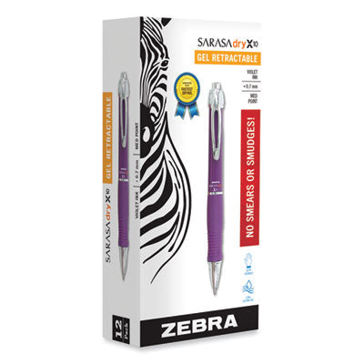 Zebra® GR8 Gel Pen Retractable, Medium 0.7 mm, Violet Ink, Violet/Silver Barrel, 12/Pack Flipcost Flipcost