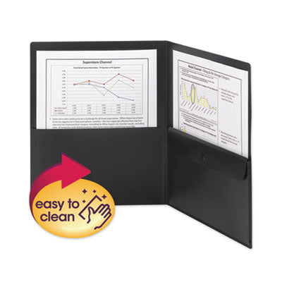 Smead™ Poly Two-Pocket Folder with Snap Closure Security Pocket, 100-Sheet Capacity, 11 x 8.5, Black, 5/Pack Flipcost Flipcost