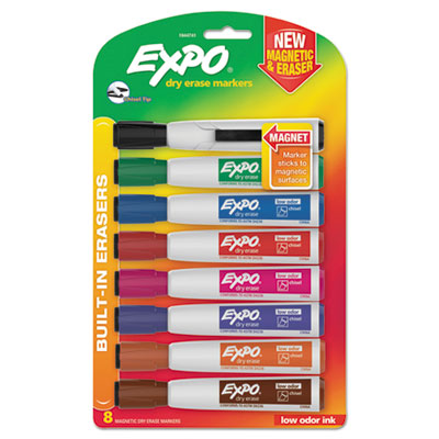 EXPO® Magnetic Dry Erase Marker, Broad Chisel Tip, Assorted Colors, 8/Pack Flipcost Flipcost