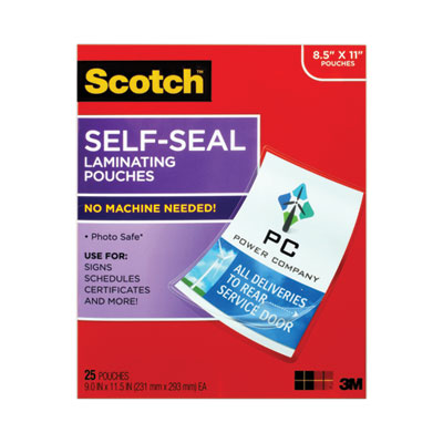 Scotch™ Self-Sealing Laminating Pouches, 9.5 mil, 9" x 11.5", Gloss Clear, 25/Pack Flipcost Flipcost