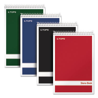 TOPS™ Steno Pad Gregg Rule, Assorted Cover Colors, 80 White 6 x 9 Sheets, 4/Pack Flipcost Flipcost