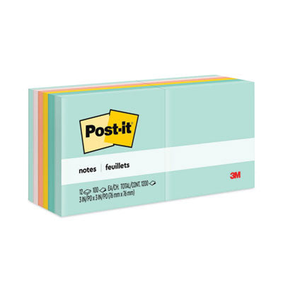 Post-it® Notes Original Pads in Beachside Cafe Collection Colors, 3" x 3", 100 Sheets/Pad, 12 Pads/Pack Flipcost Flipcost