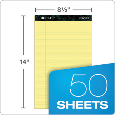 TOPS™ Docket Ruled Perforated Pads, Wide/Legal Rule, 50 Canary-Yellow 8.5 x 14 Sheets, 12/Pack Flipcost Flipcost