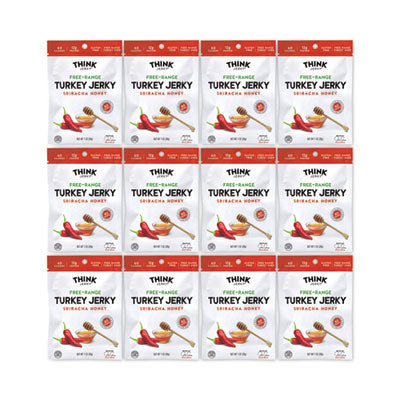 Think Jerky® Sriracha Honey Turkey Jerky, 1 oz Pouch, 12/Pack Flipcost Flipcost