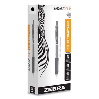 Sarasa Clip Gel Pen Retractable, Medium 0.7 mm, Black Ink, Clear/Black Barrel, 12/Pack Flipcost Flipcost