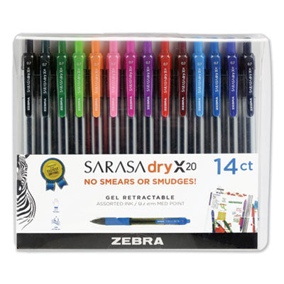 Sarasa Dry Gel X20 Gel Pen, Retractable, Medium 0.7 mm, Assorted Ink and Barrel Colors, 14/Pack Flipcost Flipcost