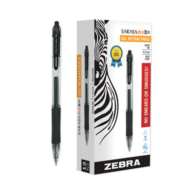 Sarasa Dry Gel X20 Gel Pen, Retractable, Bold 1 mm, Black Ink, Clear/Black Barrel, 12/Pack Flipcost Flipcost