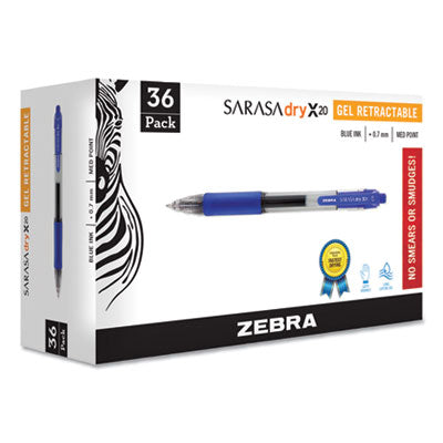 Sarasa Dry Gel X20 Gel Pen, Retractable, Medium 0.7 mm, Blue Ink, Clear/Blue Barrel, 36/Pack Flipcost Flipcost