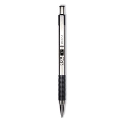 F-301 Ballpoint Pen, Retractable, Bold 1.6 mm, Black Ink, Stainless Steel/Black Barrel, 2/Pack Flipcost Flipcost