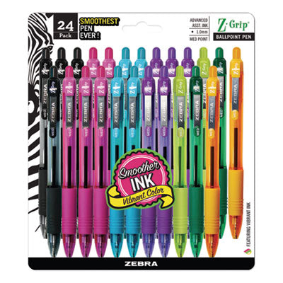 Z-Grip Ballpoint Pen, Retractable, Medium 1 mm, Assorted Artistic Ink Colors, Assorted Barrel Colors, 24/Pack Flipcost Flipcost