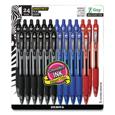 Z-Grip Ballpoint Pen, Retractable, Medium 1 mm, Assorted Ink and Barrel Colors, 24/Pack Flipcost Flipcost