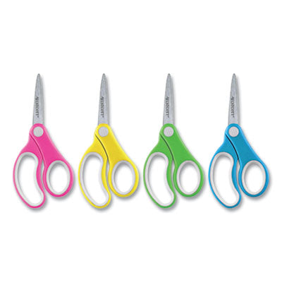 Soft handle kids scissors 5" Long, 1.75" Cut Length, Assorted Straight Handles, 12/Pack Flipcost Flipcost