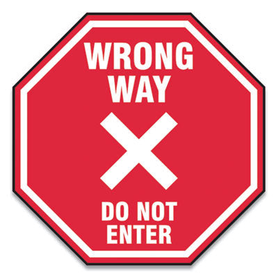 Slip-Gard Social Distance Floor Signs Red, 12 x 12, "Wrong Way Do Not Enter", , 25/Pack Flipcost Flipcost