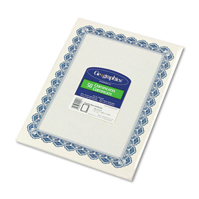 Archival Quality Parchment Blue Paper Certificates, 11 x 8.5, Horizontal Orientation, Blue with Royalty Border, 50/Pack Flipcost Flipcost