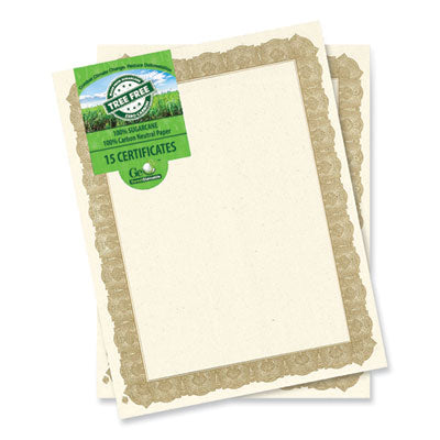 Tree Free Recognition Achievement Certificates, 8.5 x 11, Natural with Gold Braided Border, 15/Pack Flipcost Flipcost