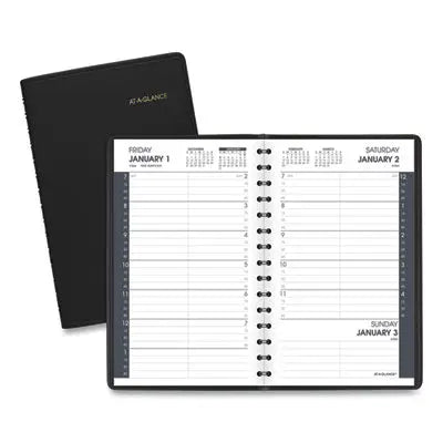AT-A-GLANCE Daily Appointment Book with 15-Minute Appointments, One Day/Page: Mon to Sun, 8 x 5, Black Cover, 12-Month (Jan to Dec): 2024 Flipcost Flipcost