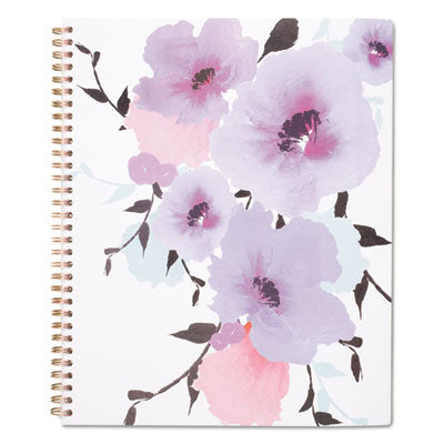 Mina Weekly/Monthly Floral Mina Planner 11x8.5, White/Violet/Peach Cover, 12-Month (Jan to Dec): 2024 Flipcost Flipcost