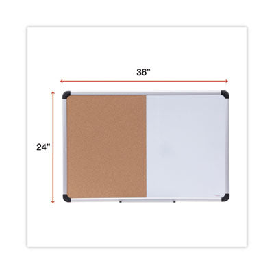 Universal® Cork/Dry Erase Board, Melamine, 36 x 24, Tan/White Surface, Gray/Black Aluminum/Plastic Frame Flipcost Flipcost