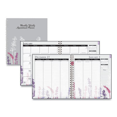 Recycled Wild Flower Weekly/Monthly Planner, Wild Flowers Artwork, 9 x 7, Gray/White/Purple Cover, 12-Month (Jan-Dec): 2024 Flipcost Flipcost