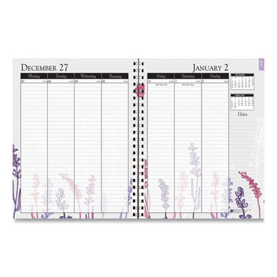 Recycled Wild Flower Weekly/Monthly Planner, Wild Flowers Artwork, 9 x 7, Gray/White/Purple Cover, 12-Month (Jan-Dec): 2024 Flipcost Flipcost