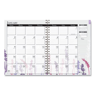 Recycled Wild Flower Weekly/Monthly Planner, Wild Flowers Artwork, 9 x 7, Gray/White/Purple Cover, 12-Month (Jan-Dec): 2024 Flipcost Flipcost