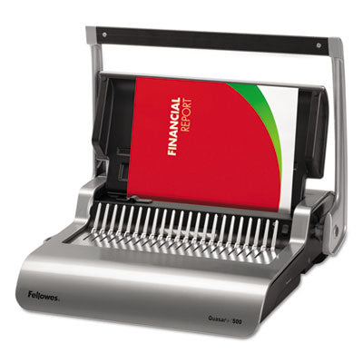 Quasar 500 Manual Comb Binding System, 500 Sheets, 18.13 x 15.38 x 5.13, Metallic Gray Flipcost Flipcost