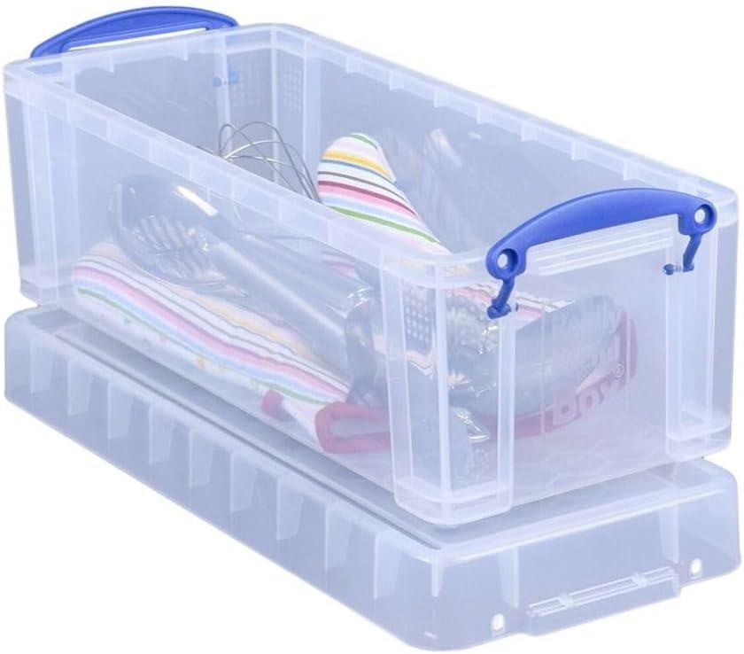 Snap-Lid CD/DVD Storage Bin, 1.72 gal, 7.13" x 17.25" x 6.25", Clear/Blue