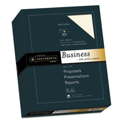 Southworth® 25% Cotton Business Paper, 24 lb Bond Weight, 8.5 x 11, Natural, 500 Sheets/Ream Flipcost Flipcost