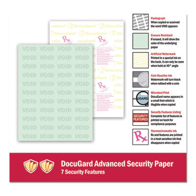 DocuGard™ Medical security paper features, 24 lb Bond Weight, 8.5 x 11, Green, 500/Ream Flipcost Flipcost