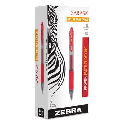 Sarasa Dry Gel X20 Gel Pen, Retractable, Bold 1 mm, Red Ink, Clear/Red Barrel, Dozen Flipcost Flipcost