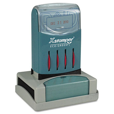 Xstamper® ECO-GREEN VersaDater Message Dater, 2.13 x 1.31, PAID, Blue/Red Flipcost Flipcost