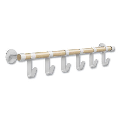 Resi Coat White Coat Wall Rack, 6 Hook, 36.25w x 4.25d x 6h Flipcost Flipcost