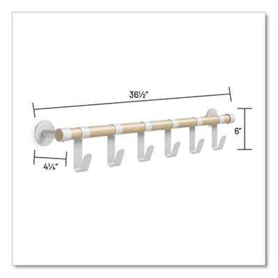 Resi Coat White Coat Wall Rack, 6 Hook, 36.25w x 4.25d x 6h Flipcost Flipcost