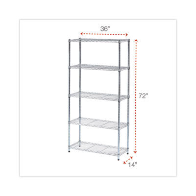 Residential Wire Shelving, Five-Shelf, 36w x 14d x 72h, Silver Flipcost Flipcost