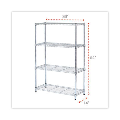 Residential Wire Shelving, Four-Shelf, 36w x 14d x 54h, Silver Flipcost Flipcost