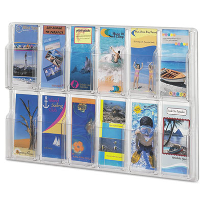 Reveal Clear Literature Displays, 12 Compartments, 30w x 2d x 20.25h, Clear Flipcost Flipcost