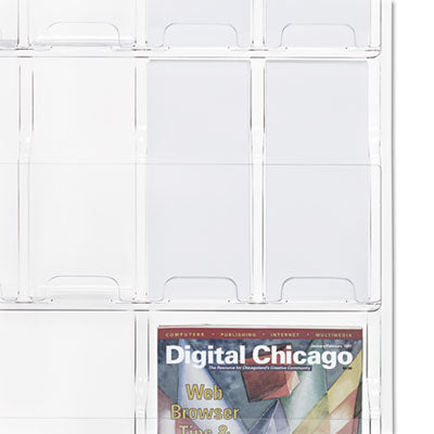 Reveal Clear Literature Displays, 18 Compartments, 30w x 2d x 45h, Clear Flipcost Flipcost