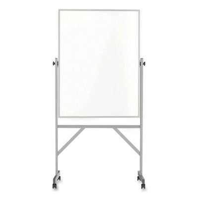 Reversible Magnetic Porcelain Whiteboard with Satin Aluminum Frame and Stand, 36 x 48, White Surface Flipcost Flipcost