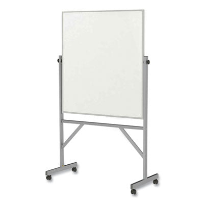 Reversible Magnetic Porcelain Whiteboard with Satin Aluminum Frame and Stand, 36 x 48, White Surface Flipcost Flipcost