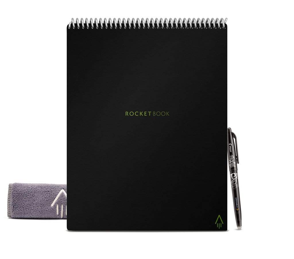 Rocketbook Flip Smart Notepad, Black Cover, Lined/Dot Grid Rule, 6 x 8.8, White, 18 Sheets