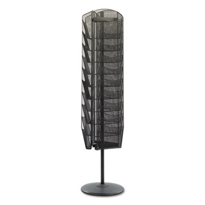 Rotating Magazine Display Onyx Mesh, 30 Compartments, 16.5w x 16.5d x 66h, Black Flipcost Flipcost