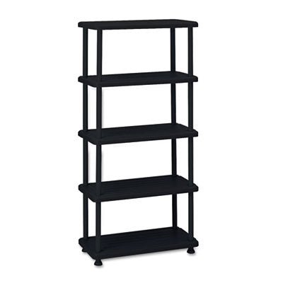 Rough n Ready Open Storage System,Heavy-duty commercial grade shelving, Five-Shelf, Blow-Molded HDPE, 36w x 18d x 74h, Black Flipcost Flipcost