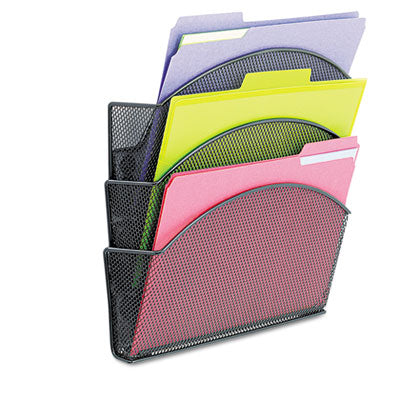 Safco® Onyx Magnetic Mesh Panel Accessories, 3 File Pocket, 13 x 4.25 x 13.5. Black Flipcost Flipcost