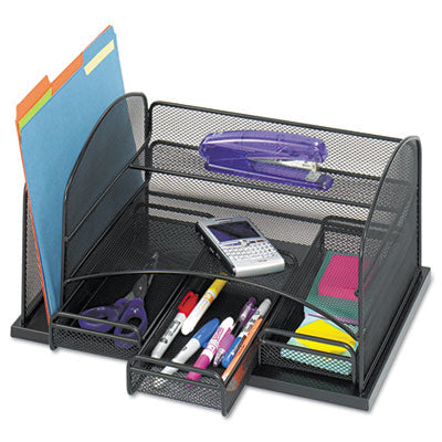 Safco® Onyx Organizer with 3 Drawers, 6 Compartments, Steel, 16 x 11.5 x 8.25, Black Flipcost Flipcost