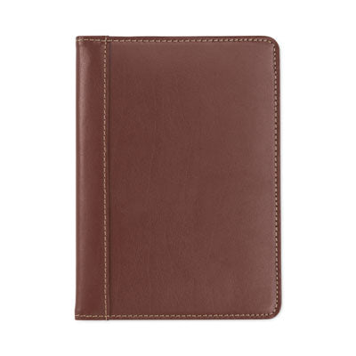 Samsill® Contrast Stitch Leather Padfolio, 6.25w x 8.75h, Open Style, Brown Flipcost Flipcost