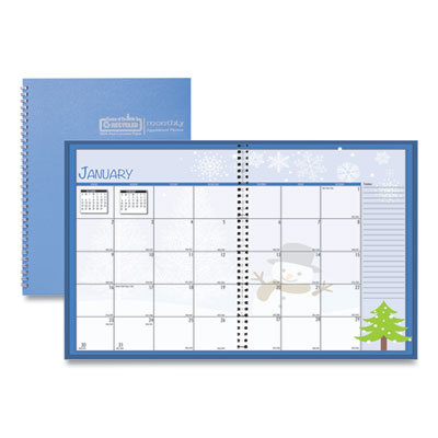 Seasonal Monthly Illustrated Seasons Artwork Planner, 10 x 7, Light Blue Cover, 12-Month (Jan to Dec): 2024 Flipcost Flipcost