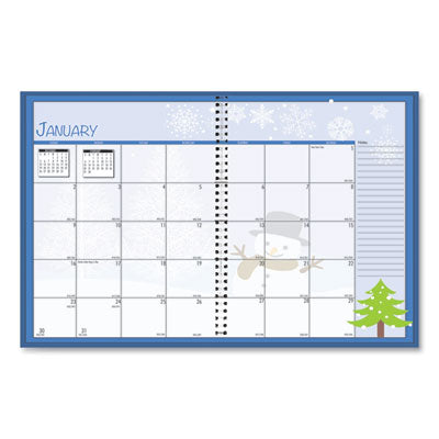 Seasonal Monthly Illustrated Seasons Artwork Planner, 10 x 7, Light Blue Cover, 12-Month (Jan to Dec): 2024 Flipcost Flipcost