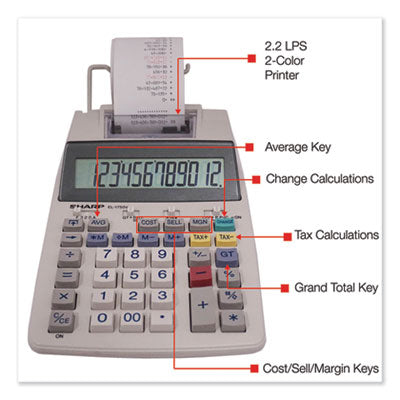 Sharp® EL-1750V Two-Color Printing Calculator Black Red Print, 2 Lines/Sec Flipcost Flipcost